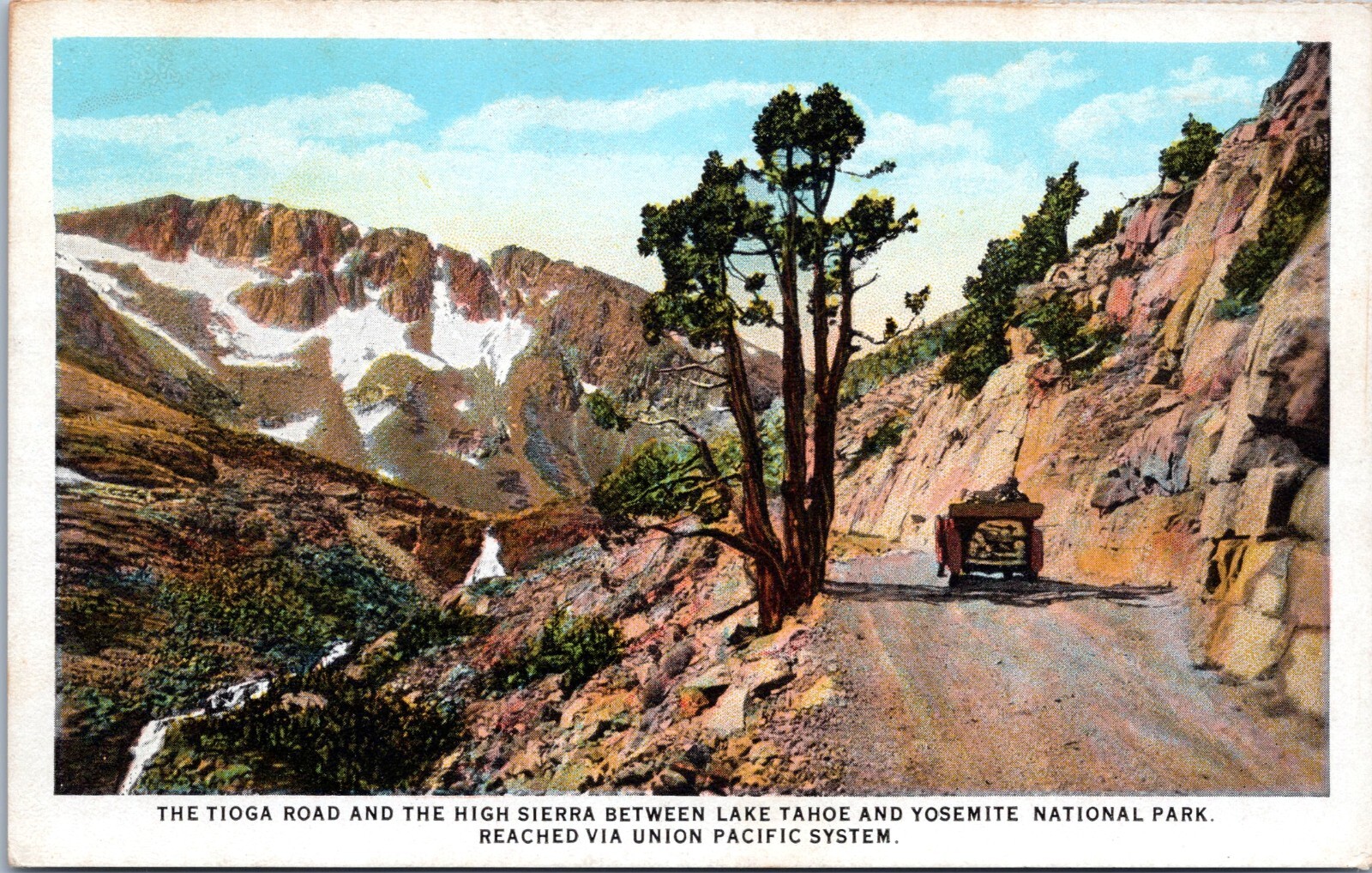 Tioga Road b/t Lake Tahoe, Yosemite, California - w/b Postcard - Union Pacific Tioga Road b/t Lake Tahoe, Yosemite, California - w/b Postcard - Union Pacific