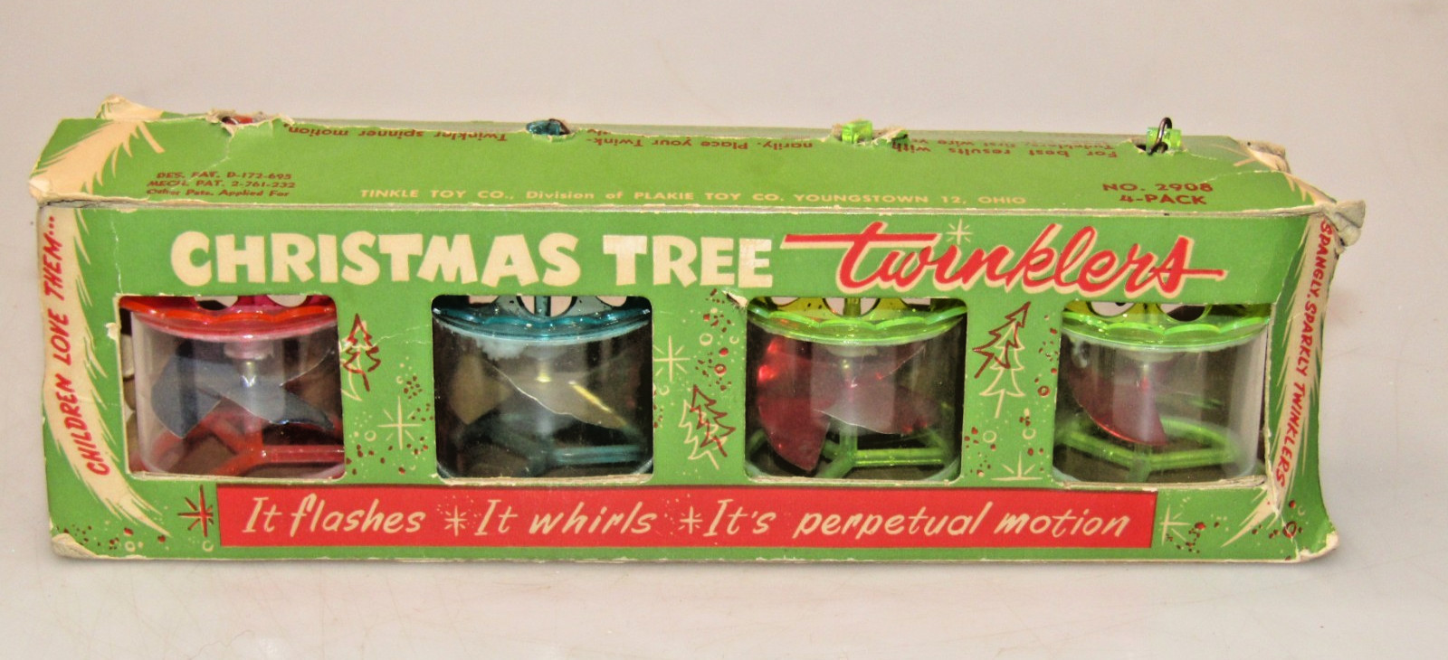 Set 4 Vintage 50's Spinner Birdcage Twinkler Hard Plastic Christmas Ornaments US Set 4 Vintage 50's Spinner Birdcage Twinkler Hard Plastic Christmas Ornaments US