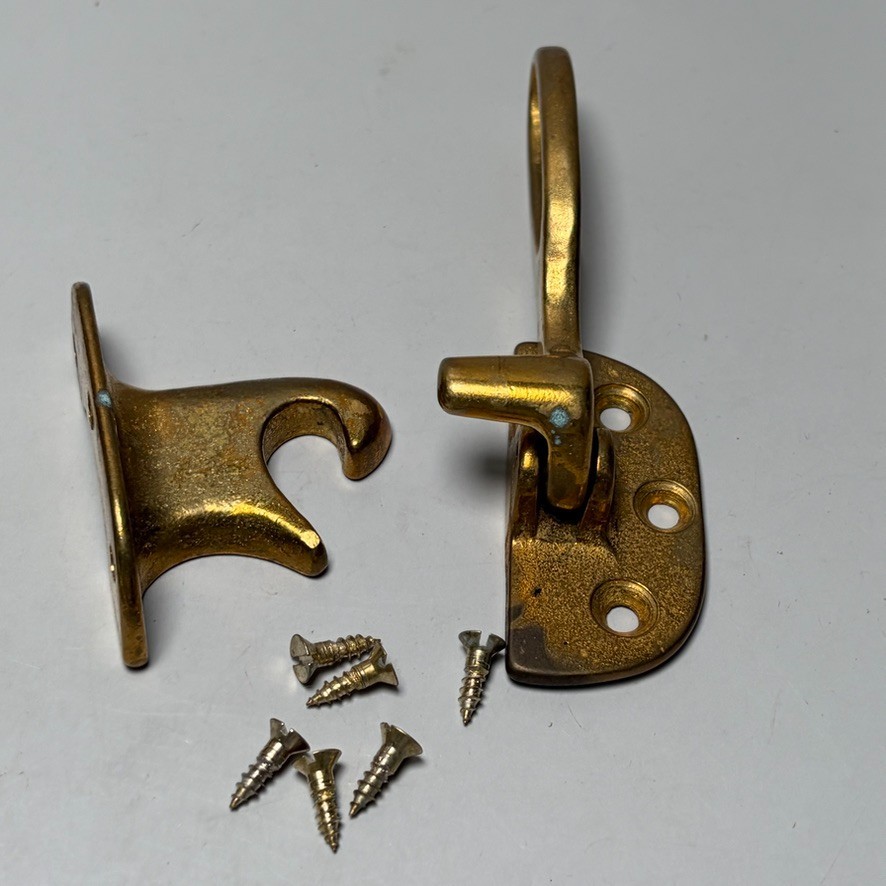 Antique Vintage Ice Box Hardware Latch Cast Brass 1/2” Offset Original