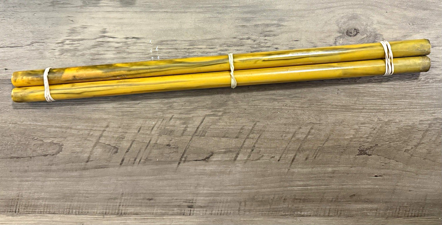 Old Authentic Vintage Yellow Brown Swirl Catalin Bakelite Rods  402G.