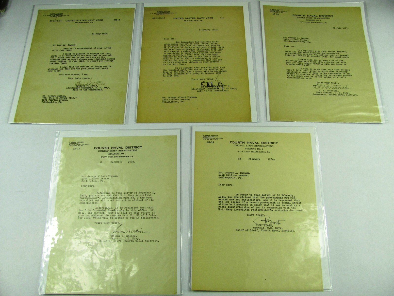 1928 - 1934 Letters Spencer Lewis, RM Doyle, LA Bostwick, Gordon Haines FW Foote 1928 - 1934 Letters Spencer Lewis, RM Doyle, LA Bostwick, Gordon Haines FW Foote