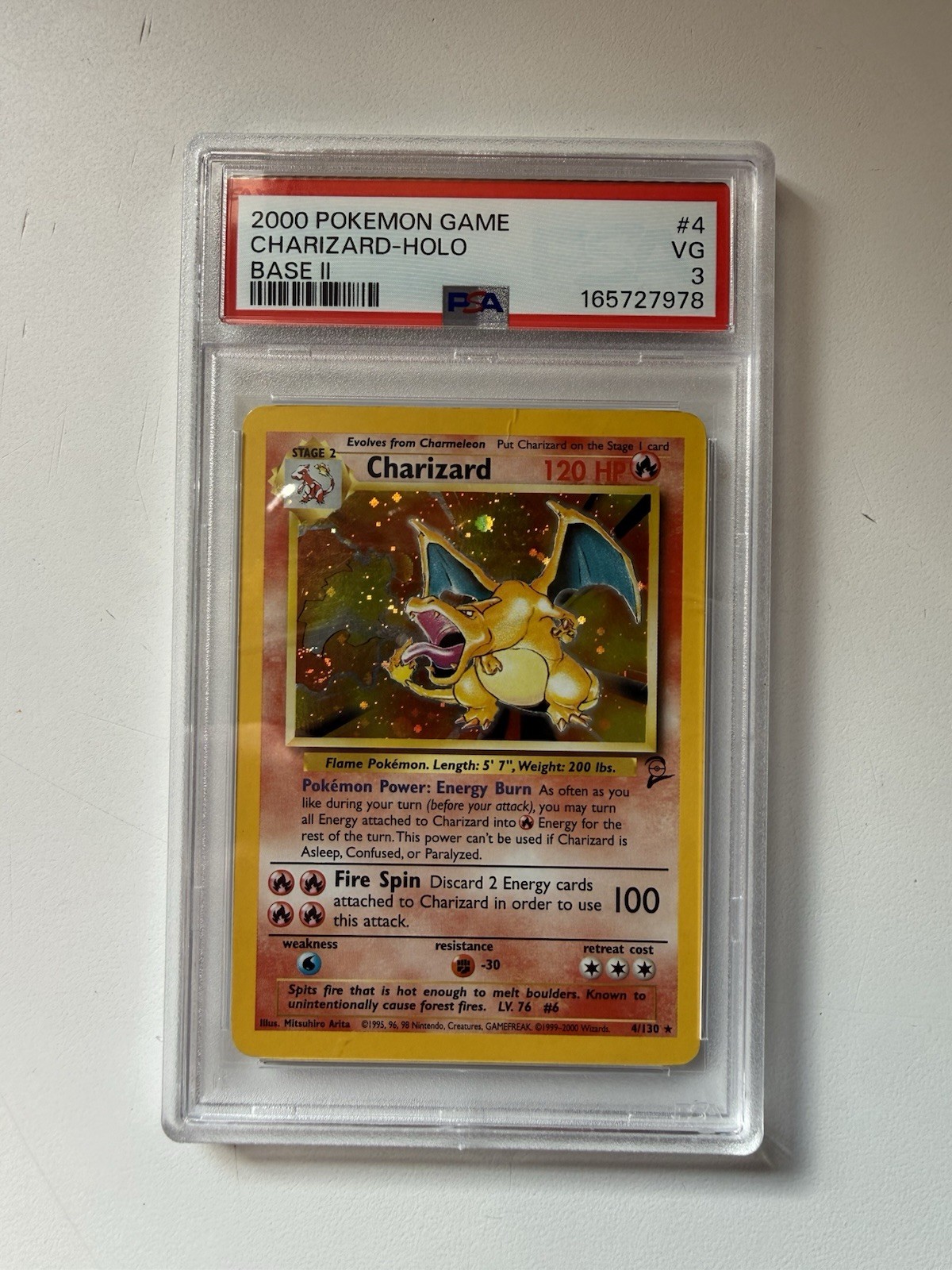 Wizards of the Coast 2000 Pokémon Base Set 2 Charizard Holo 4/130 PSA 3 Wizards of the Coast 2000 Pokémon Base Set 2 Charizard Holo 4/130 PSA 3