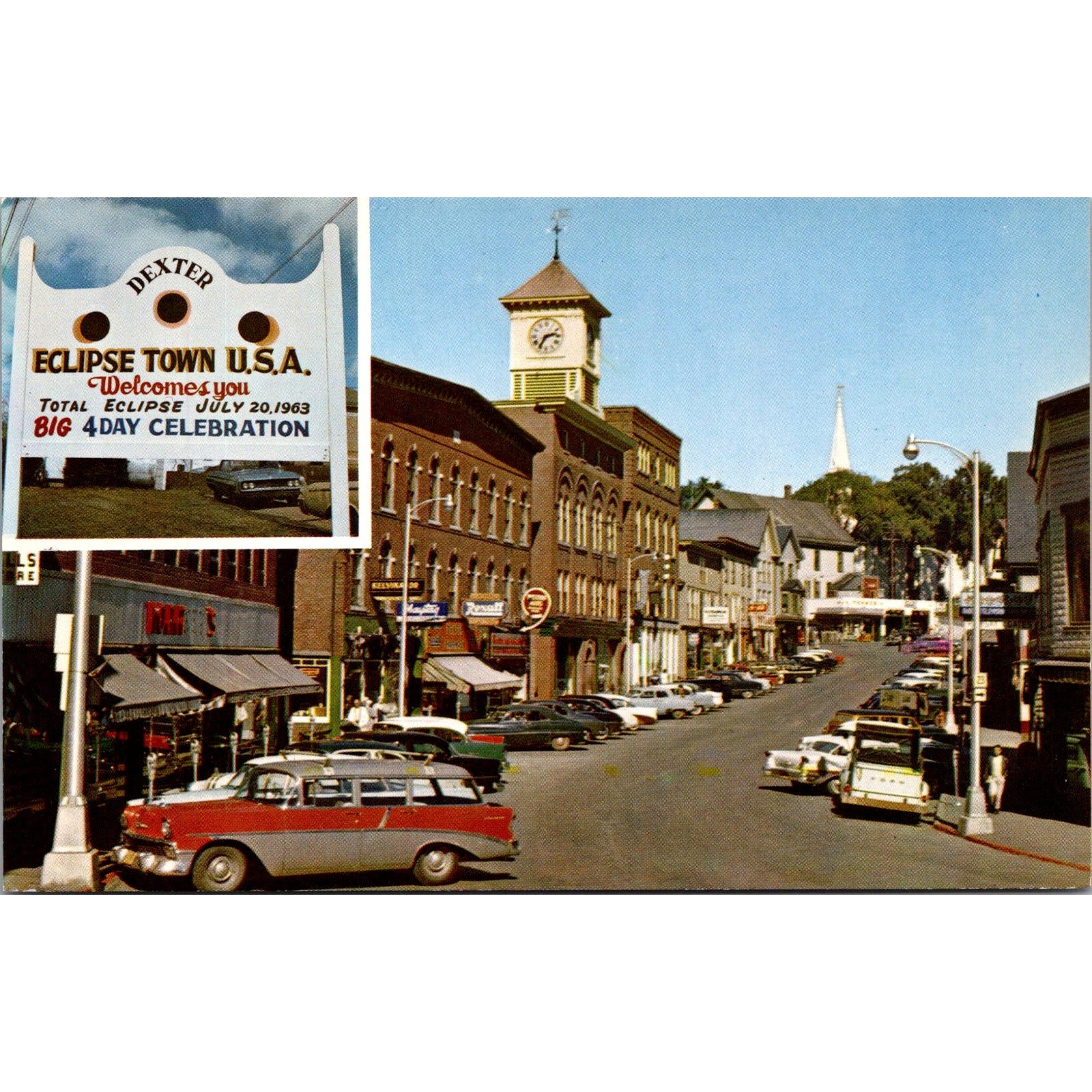 Street Scene on Main Street in Dexter ME Vintage Postcard SP6-15 Street Scene on Main Street in Dexter ME Vintage Postcard SP6-15