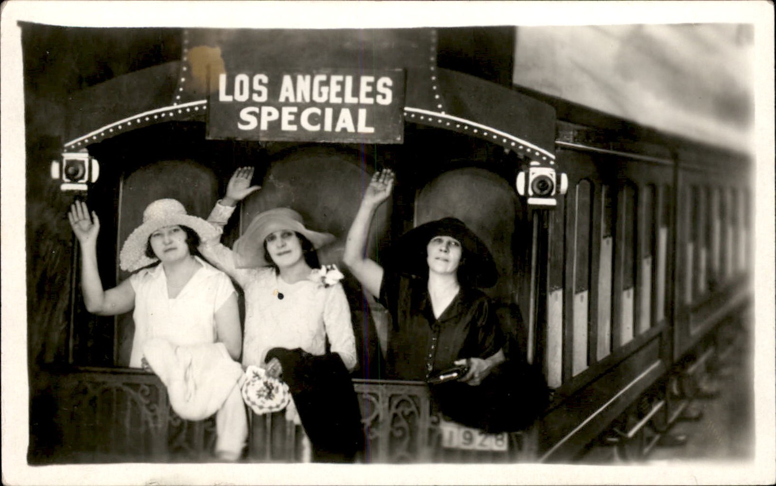 Los Angeles CA Women on Train STUDIO PROP c1920s-30s Real Photo Postcard bhn Los Angeles CA Women on Train STUDIO PROP c1920s-30s Real Photo Postcard bhn