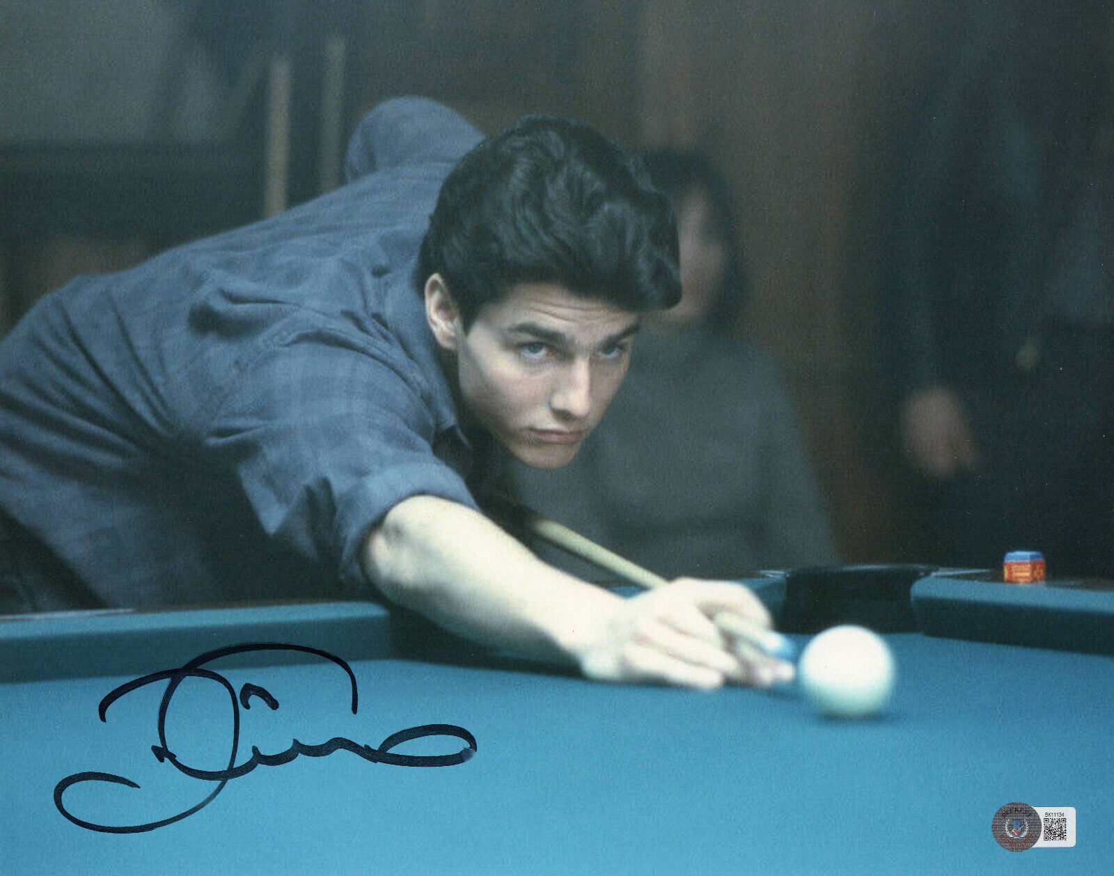 TOM CRUISE SIGNED AUTOGRAPH THE COLOR OF MONEY 11X14 PHOTO BECKETT BAS