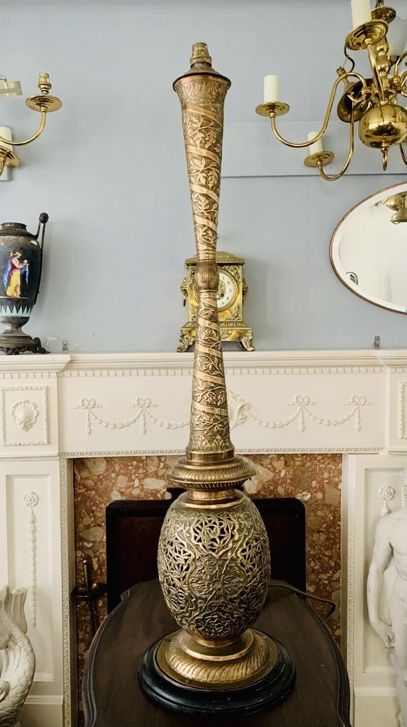 Fabulous Huge Art Nouveau Metal Repousse Copper Brass Table Lamp 95cm  High