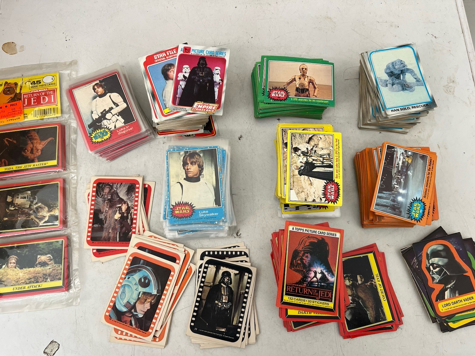 1977, 1980, 1983 Topps OT Star Wars Series Lot of 213 cards and stickers