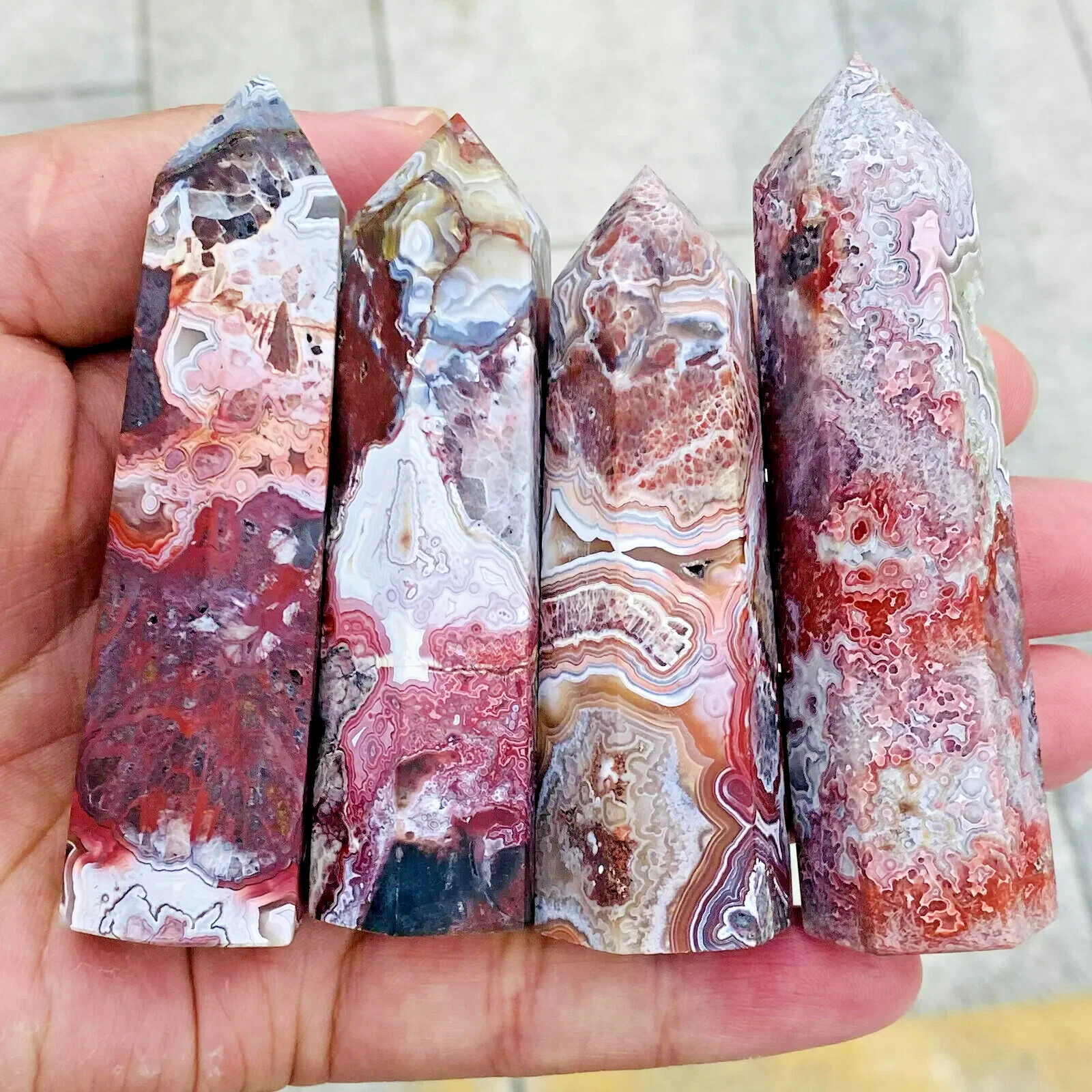 Mexican Crazy Lace Agate Tower Obelisk Crystal Healing Point Home Decor Gift Mexican Crazy Lace Agate Tower Obelisk Crystal Healing Point Home Decor Gift