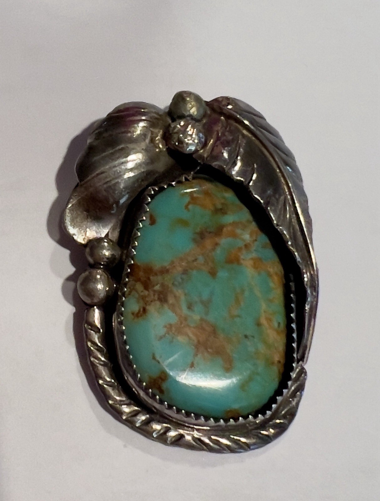 Vintage Sterling Silver Turquoise Brooch / Pendant Signed R Southwestern 16.1g Vintage Sterling Silver Turquoise Brooch / Pendant Signed R Southwestern 16.1g