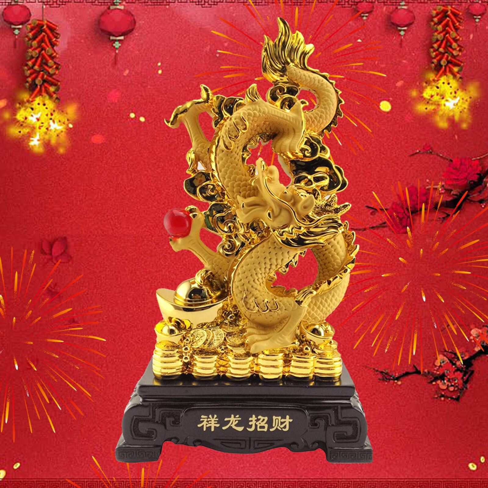 Feng Shui Golden Dragon Statue Chinese New Year Dragon Symbol Of Fortune Lucky