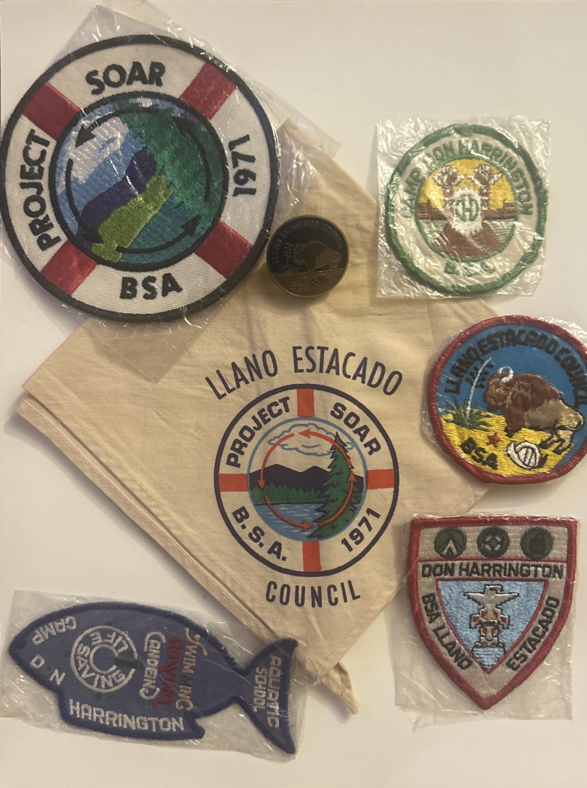 VINTAGE BSA 1971 Llano Eatacado Project Soar Lot Patches & Kerchief