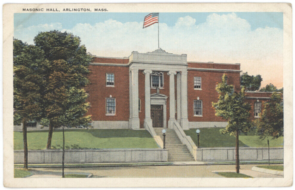 Masonic Hall, Arlington, Massachusetts · Unposted Postcard