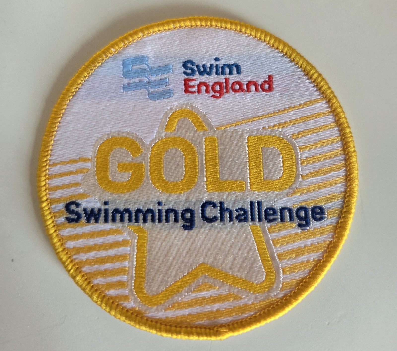 Swim England Learn To Swim - Gold Swimming Challenge Badge -Sew on Badge NEW Swim England Learn To Swim - Gold Swimming Challenge Badge -Sew on Badge NEW