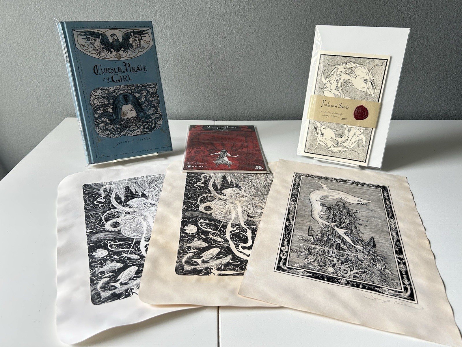 CURSED PIRATE GIRL/JEREMY BASTIAN LOT Signed HC W/Sketch, Sketch Book & 3 Prints CURSED PIRATE GIRL/JEREMY BASTIAN LOT Signed HC W/Sketch, Sketch Book & 3 Prints