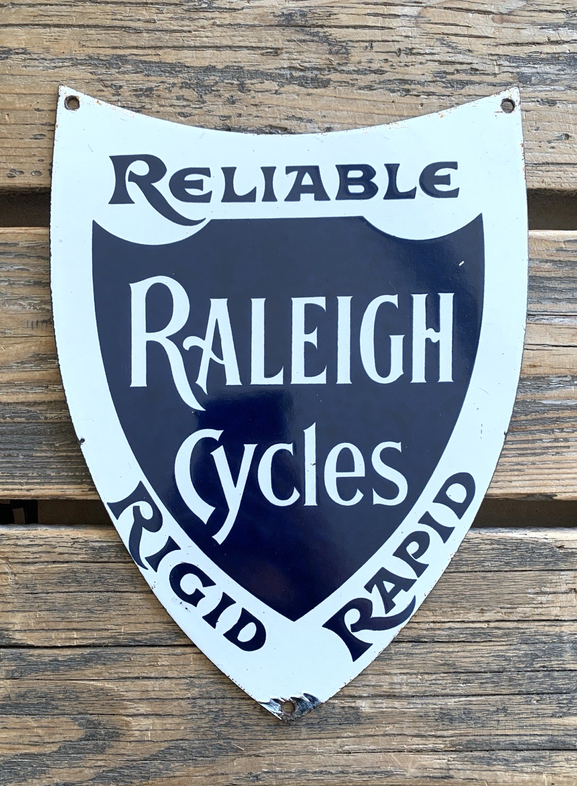 VINTAGE RELIABLE RALEIGH CYCLES RIGID RAPID GAS OIL PORCELAIN GASOLINE AD SIGN VINTAGE RELIABLE RALEIGH CYCLES RIGID RAPID GAS OIL PORCELAIN GASOLINE AD SIGN