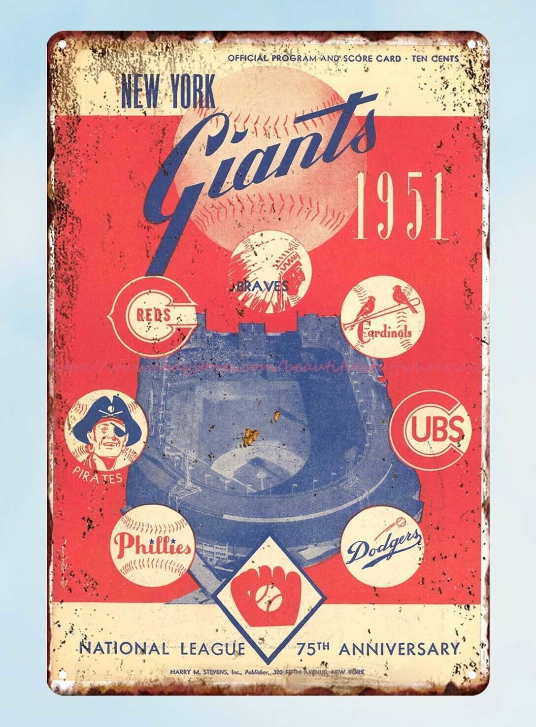 1951 baseball Willie Mays first Hit and Home Run Scorecard tin sign 1951 baseball Willie Mays first Hit and Home Run Scorecard tin sign