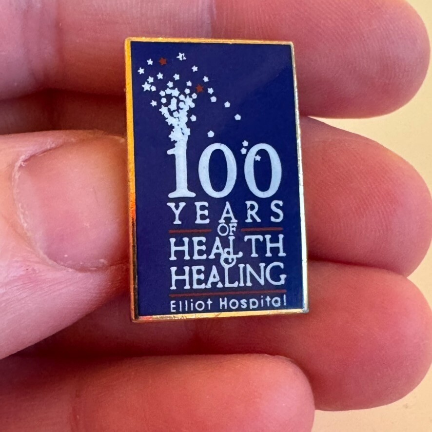 Vintage Elliot Hospital 100 Years of Health and Healing Lapel Pin Vintage Elliot Hospital 100 Years of Health and Healing Lapel Pin