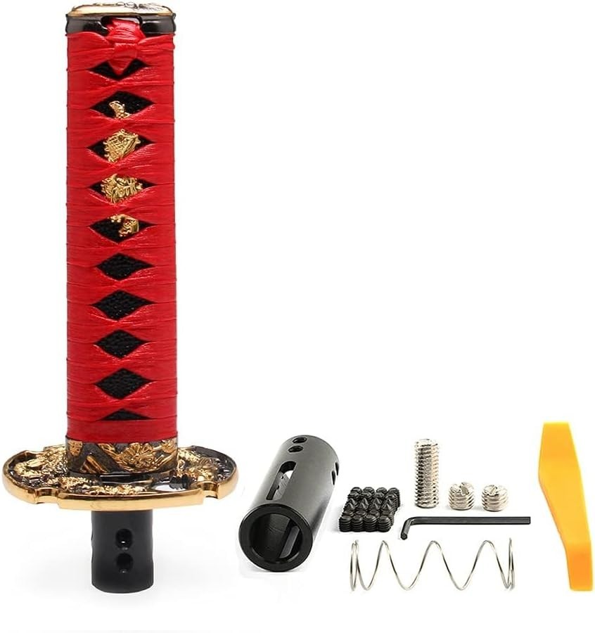 Automatic Katana Shift Knob Samurai Sword Weighted Gear Shifter 15cm Red/Black Automatic Katana Shift Knob Samurai Sword Weighted Gear Shifter 15cm Red/Black