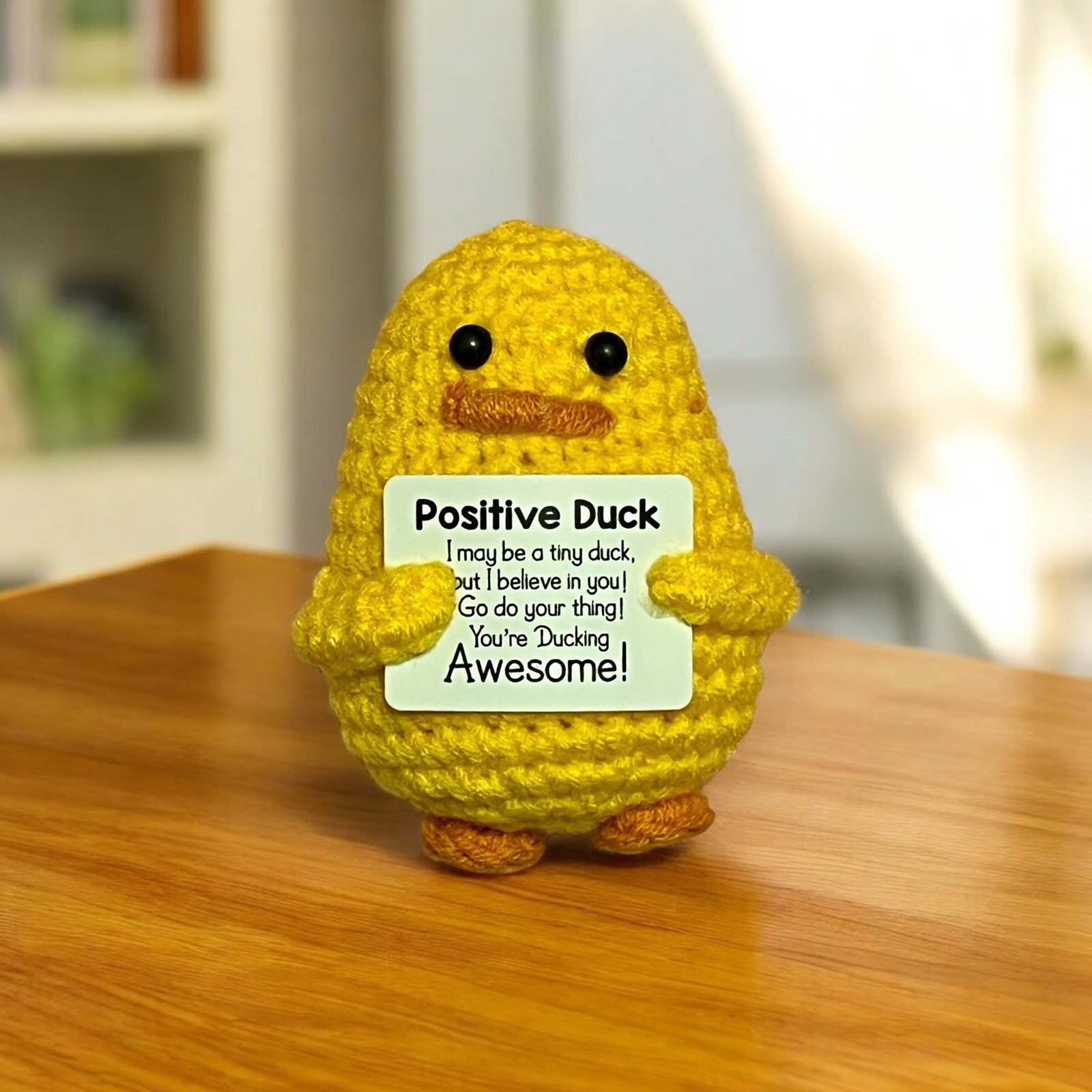 Inspirational Crochet Positive Duck Emotional Support Uplifting Cheer Funny NEW Inspirational Crochet Positive Duck Emotional Support Uplifting Cheer Funny NEW