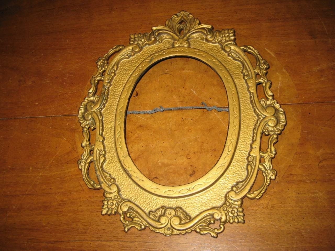 Vintage Gold Painted Metal Photo / Picture Frame 12" X 10.5" ~ Holds 5.5" X 7.5"