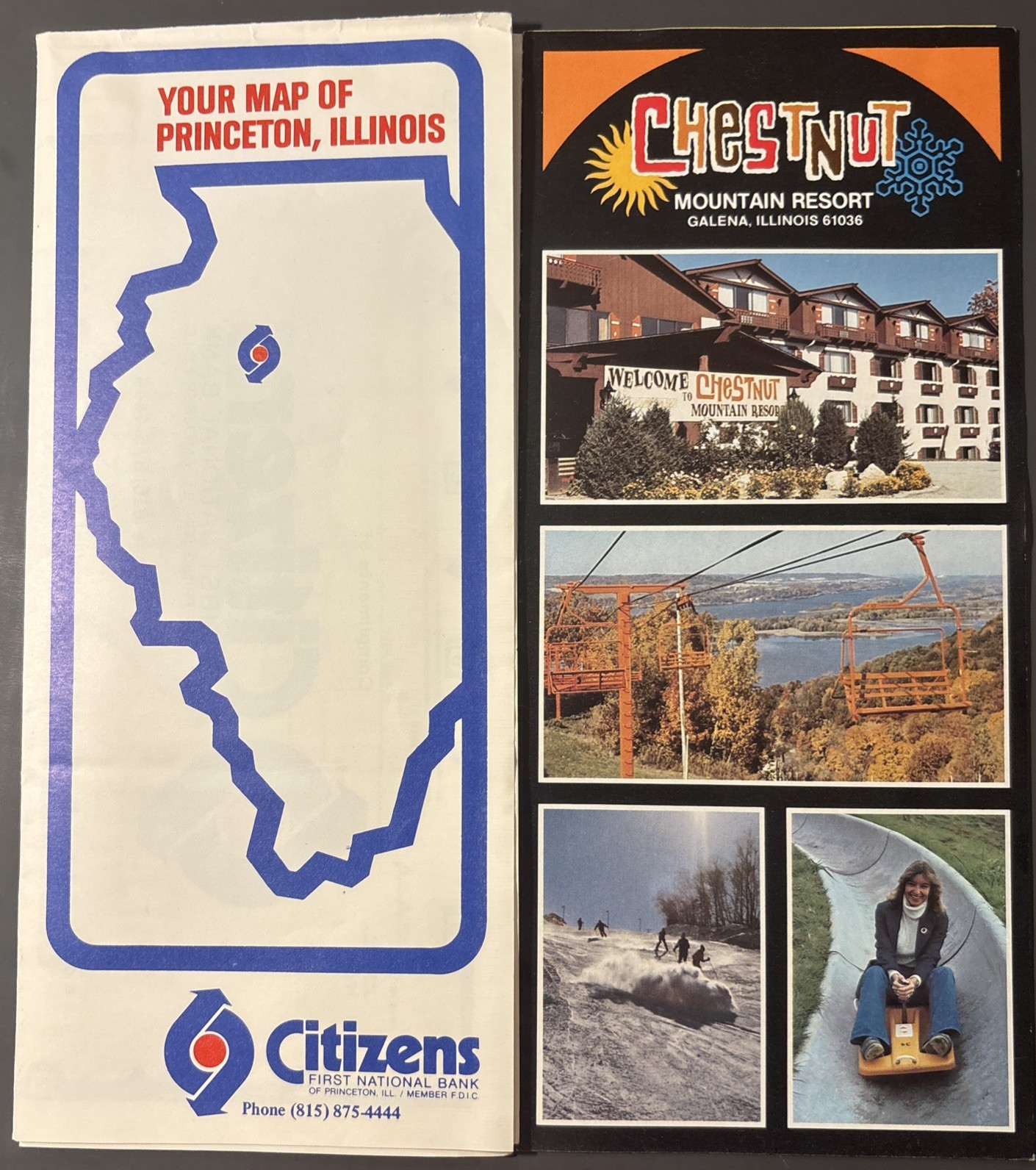 Illinois Tourism Brochure Lot Princeton, IL & Chestnut Mt. Resort 1960s-80s Illinois Tourism Brochure Lot Princeton, IL & Chestnut Mt. Resort 1960s-80s