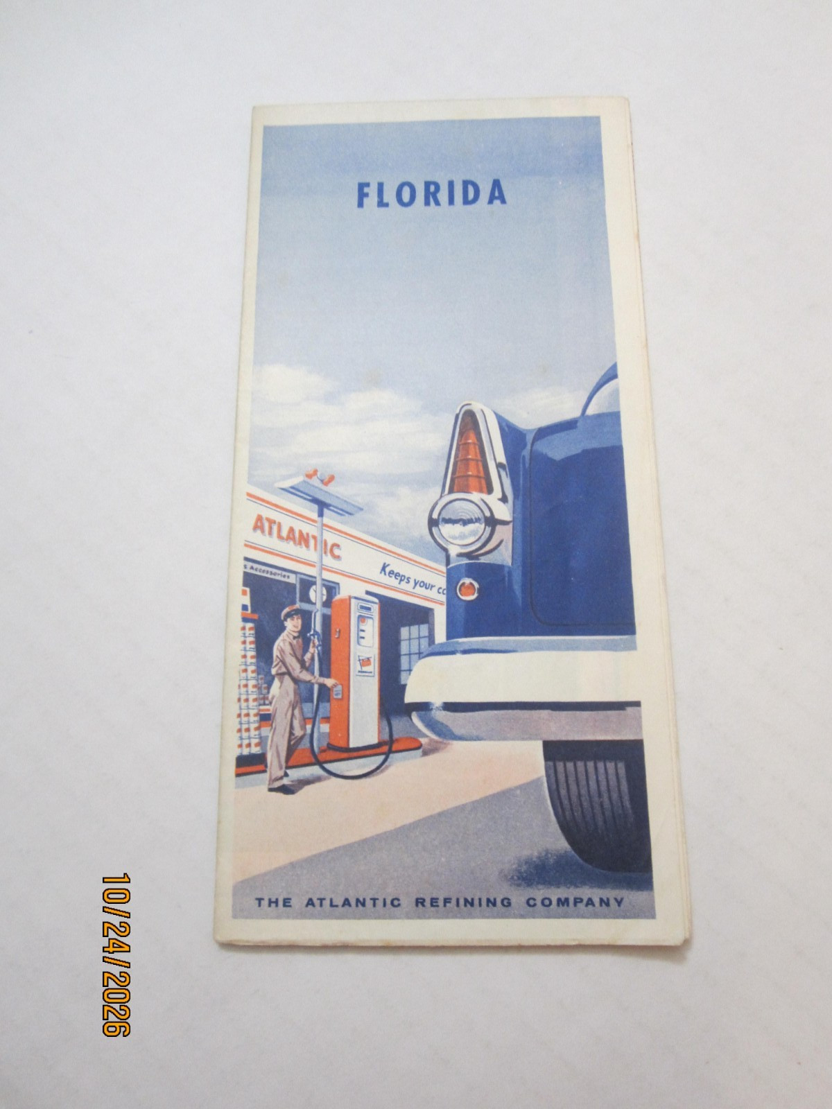 Vintage 1956 Atlantic Florida State Highway Gas Station Travel Road Map~CBB Vintage 1956 Atlantic Florida State Highway Gas Station Travel Road Map~CBB