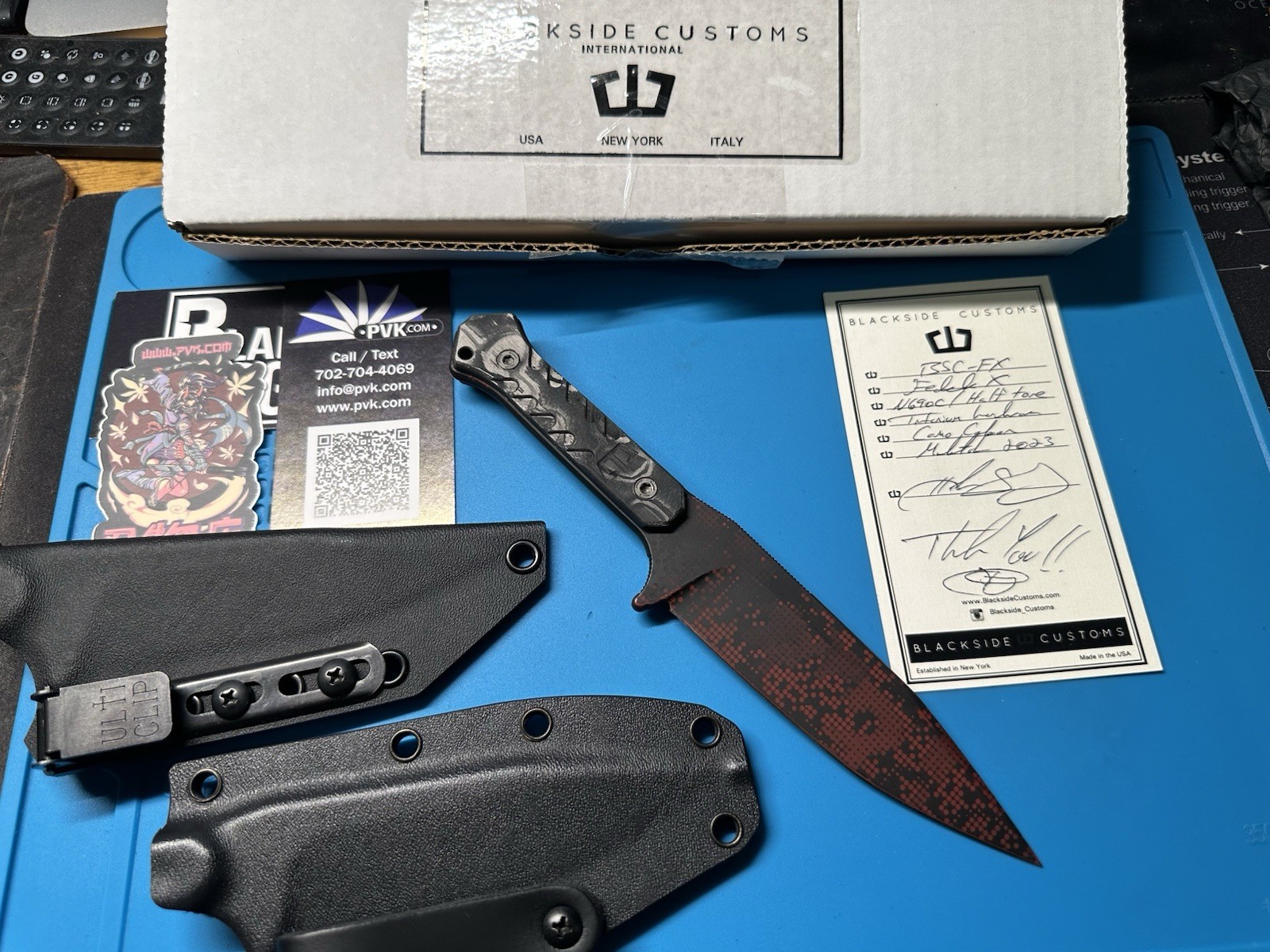 Blackside Customs Fedele X Fixed Blade Knife Spear Point Carbon Fiber Handle 