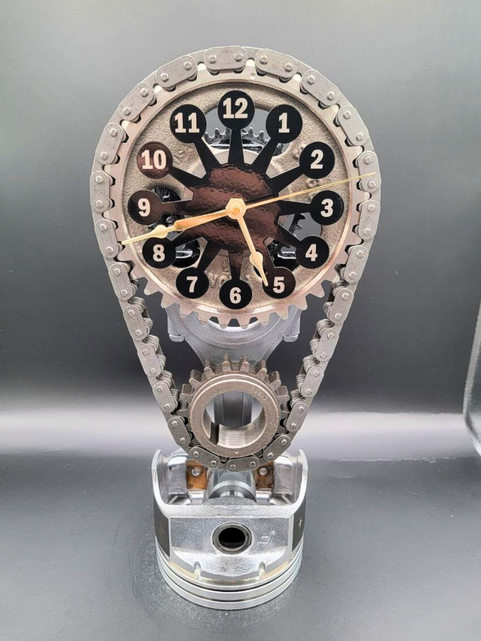 Oldsmobile V8, Motorized Automotive Decor, Muscle Car Timing Chain Clock Art