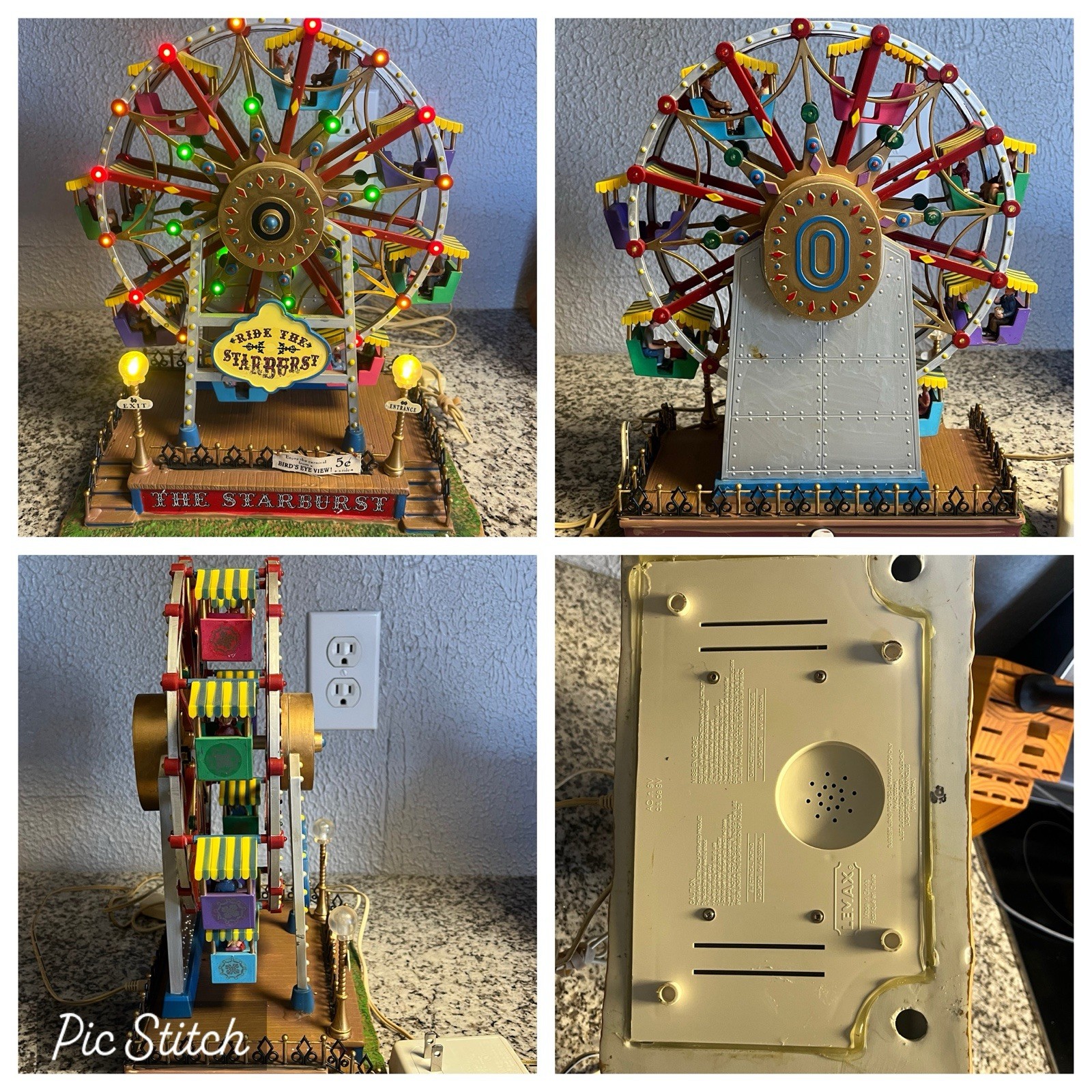 2006 Lemax Carole Towne Starburst Ferris Wheel Lights Sound Motion ALL WORKING 2006 Lemax Carole Towne Starburst Ferris Wheel Lights Sound Motion ALL WORKING