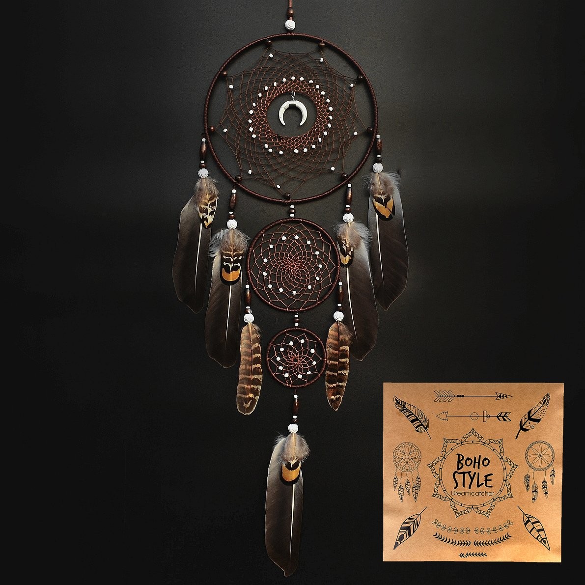 Dream Catchers for Adults Native Home Wall Decor Brown Dreamcatcher