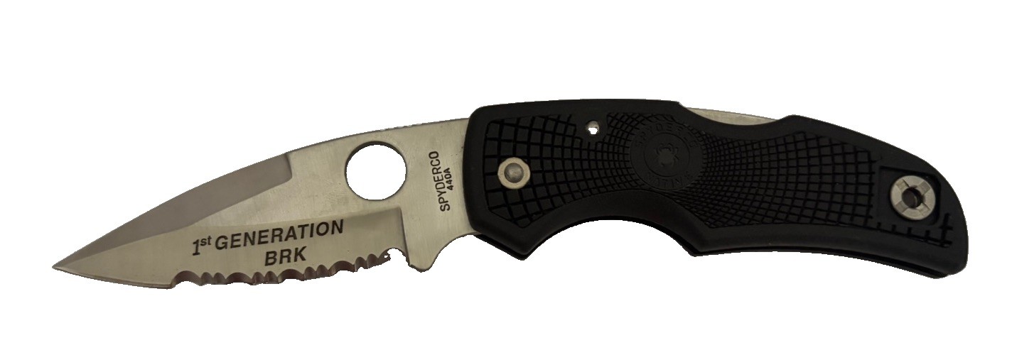 Spyderco Native 1st Gen BRK Serrated 440A Folding Knife NOS No Box USA Spyderco Native 1st Gen BRK Serrated 440A Folding Knife NOS No Box USA
