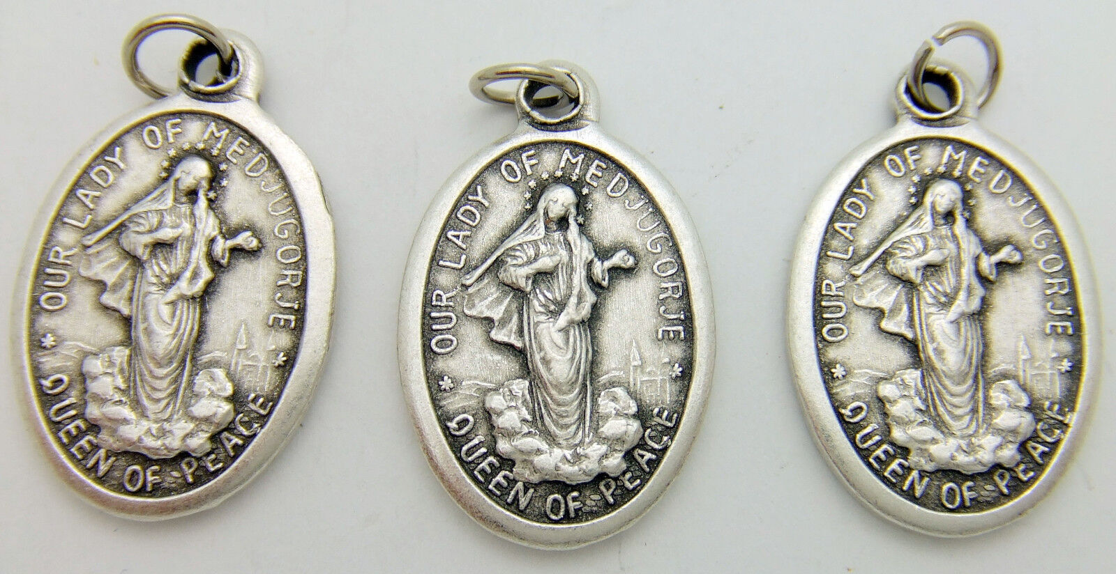 MRT 3 Our Lady of Medjugorje Mary Madonna Catholic Medal Silver Plate 3/4