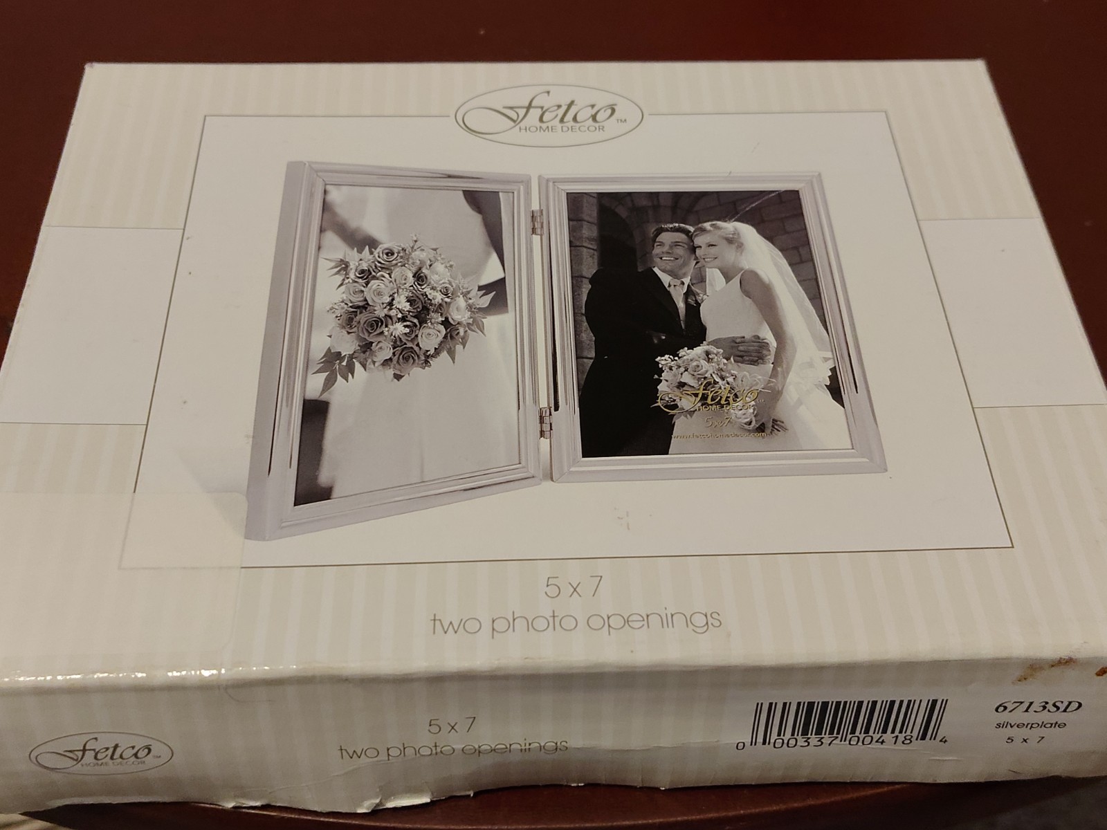 Fetco Brand Double Folding Picture Frame Silverplate Holds Two 5 X 7” photos New Fetco Brand Double Folding Picture Frame Silverplate Holds Two 5 X 7” photos New