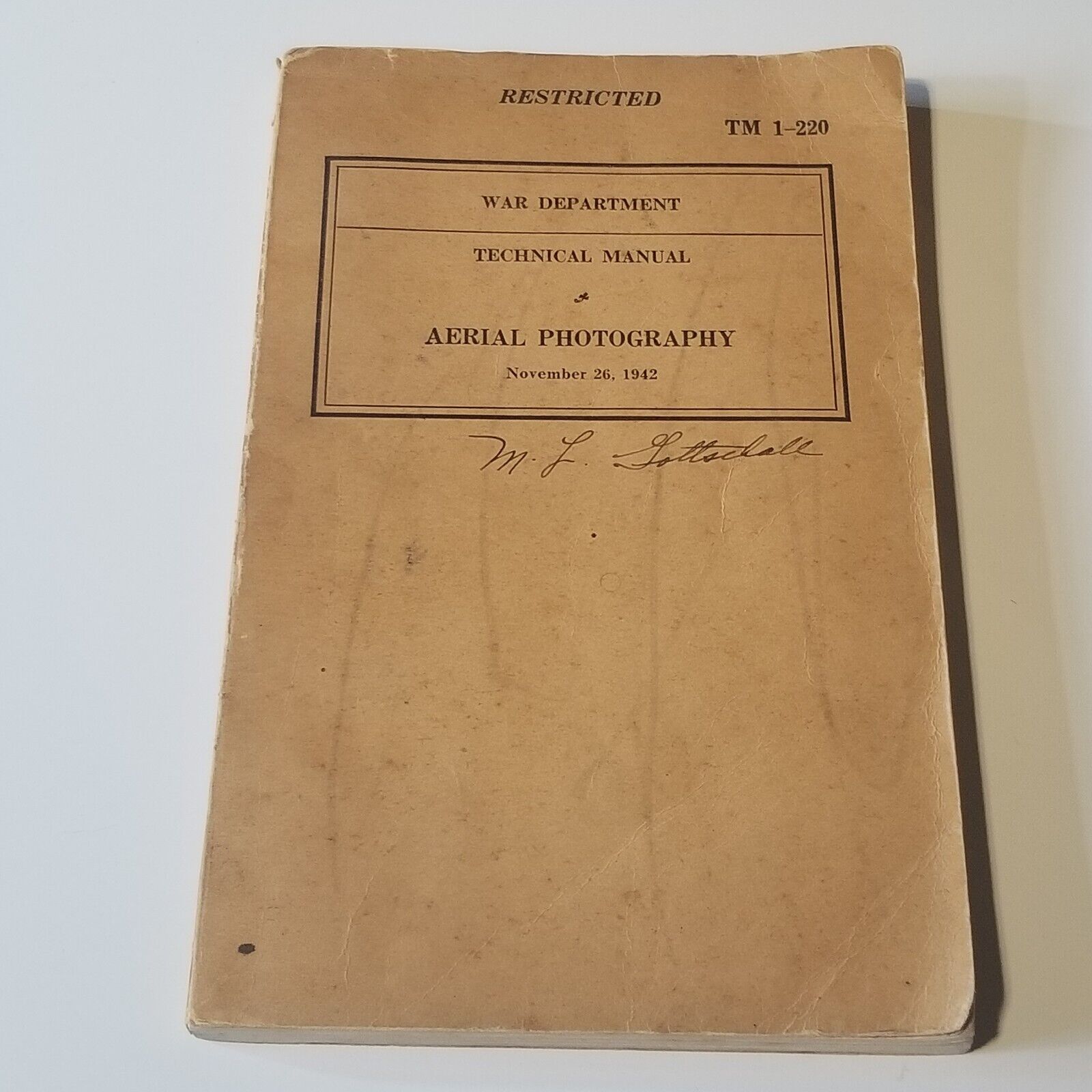 Vintage 1942 RESTRICTED War Department Technical Manual Aerial Photography