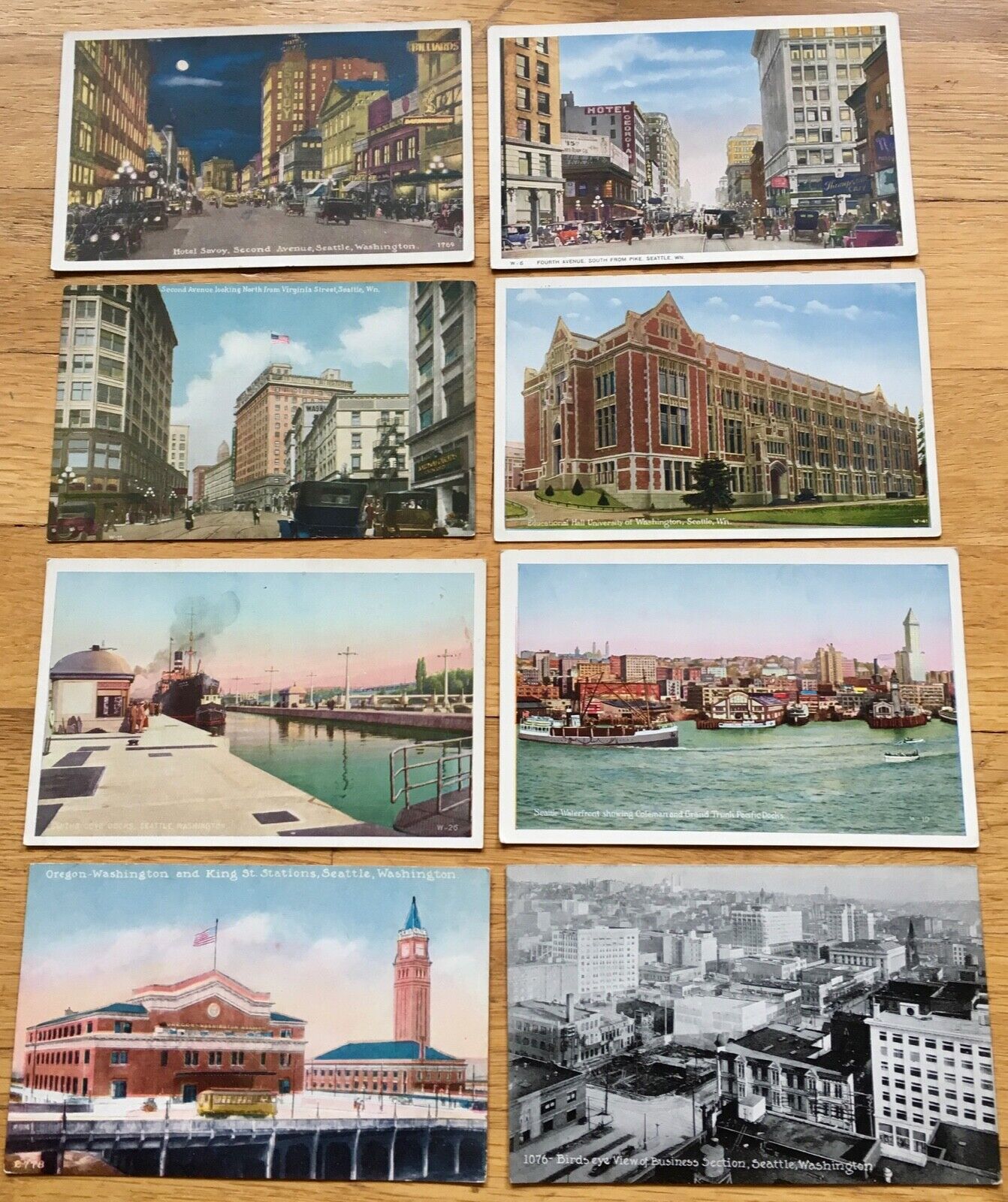 RARE LOT OF 8 EARLY 1909 - 1911 SEATTLE SCENE POSTCARDS UNPOSTED ESTATE FIND