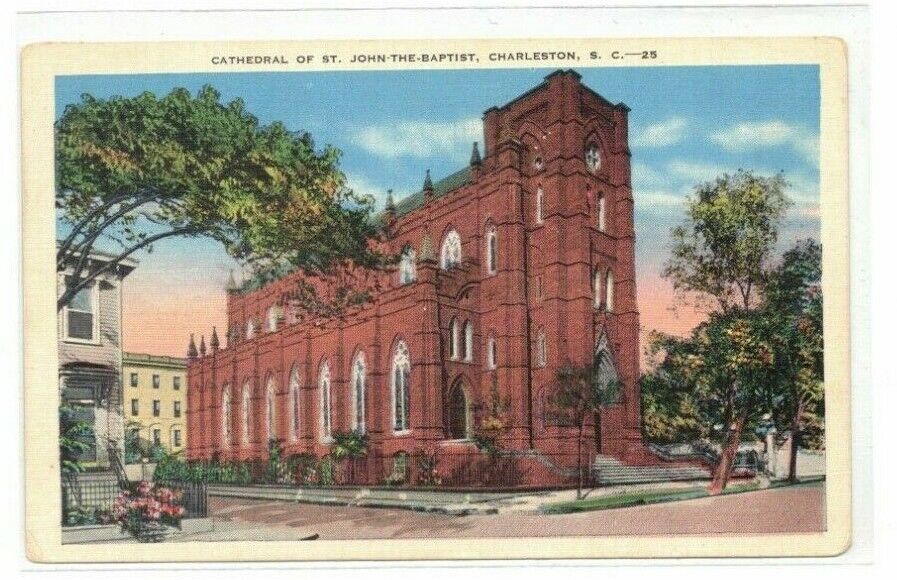 Charleston South Carolina Cathedral of St John The Baptist Postcard circa 1930