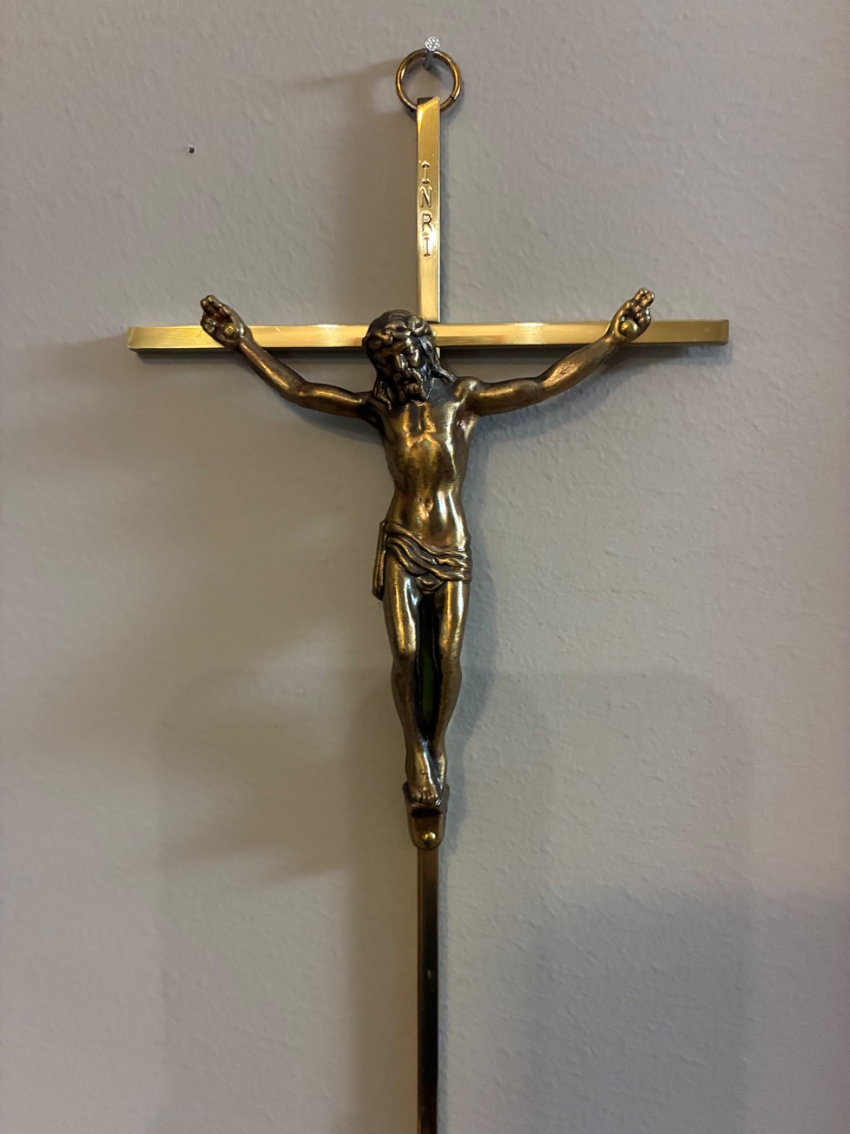Brass With Jesus On Cross Vintage Brass INRI Wall Hanging Religious Brass With Jesus On Cross Vintage Brass INRI Wall Hanging Religious