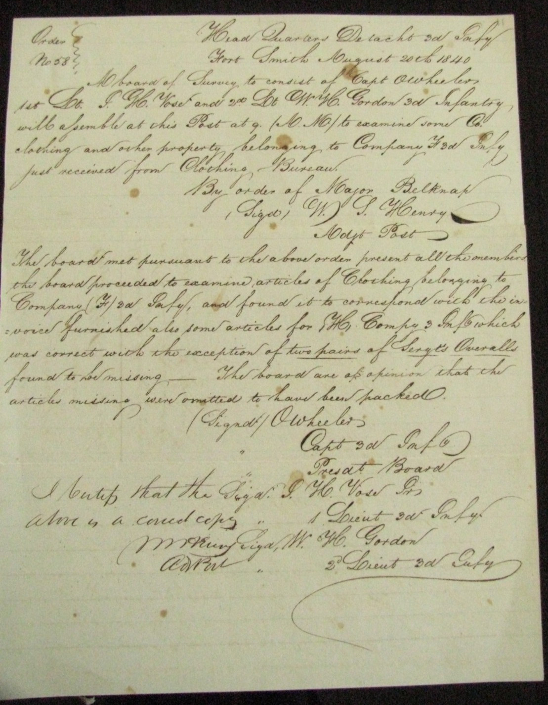 FORT SMITH ARKANSAS US INFANTRY UNIFORMS LETTER INDIAN FRONTIER 1839 FORT SMITH ARKANSAS US INFANTRY UNIFORMS LETTER INDIAN FRONTIER 1839