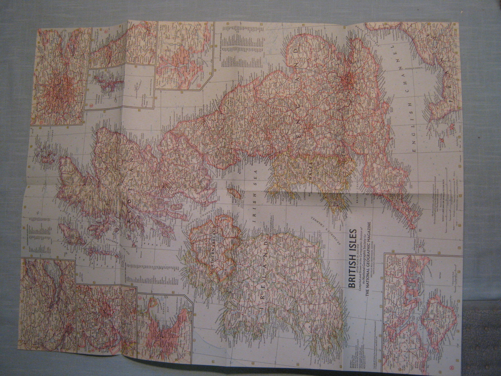 VINTAGE BRITISH ISLES MAP National Geographic July 1958 VINTAGE BRITISH ISLES MAP National Geographic July 1958