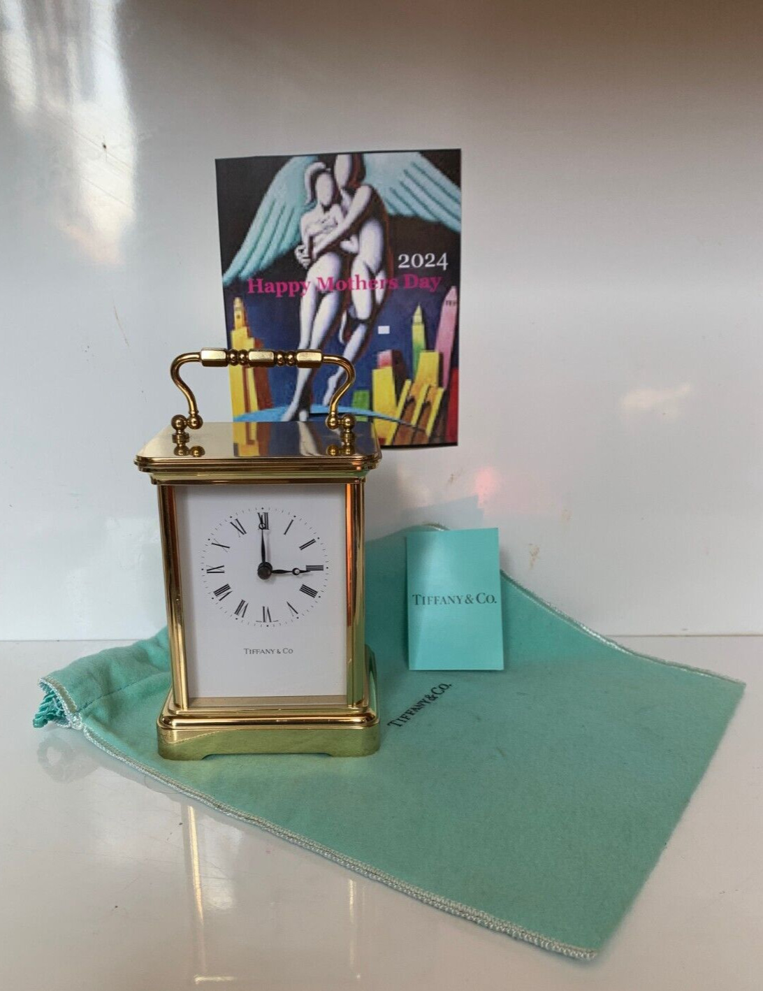 Tiffany & Co. Carriage Clock  WORKING Swiss MOVEMENT w/ ribbon  A+++++