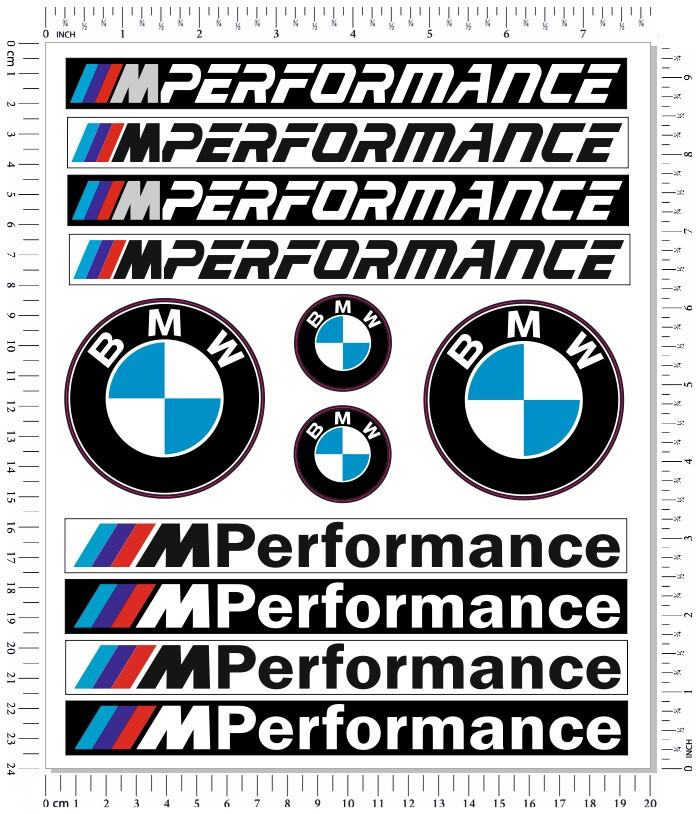 BMW M Performance CAR Motorcycle Stickers Set Laminated Decals Emblem Logo BMW M Performance CAR Motorcycle Stickers Set Laminated Decals Emblem Logo