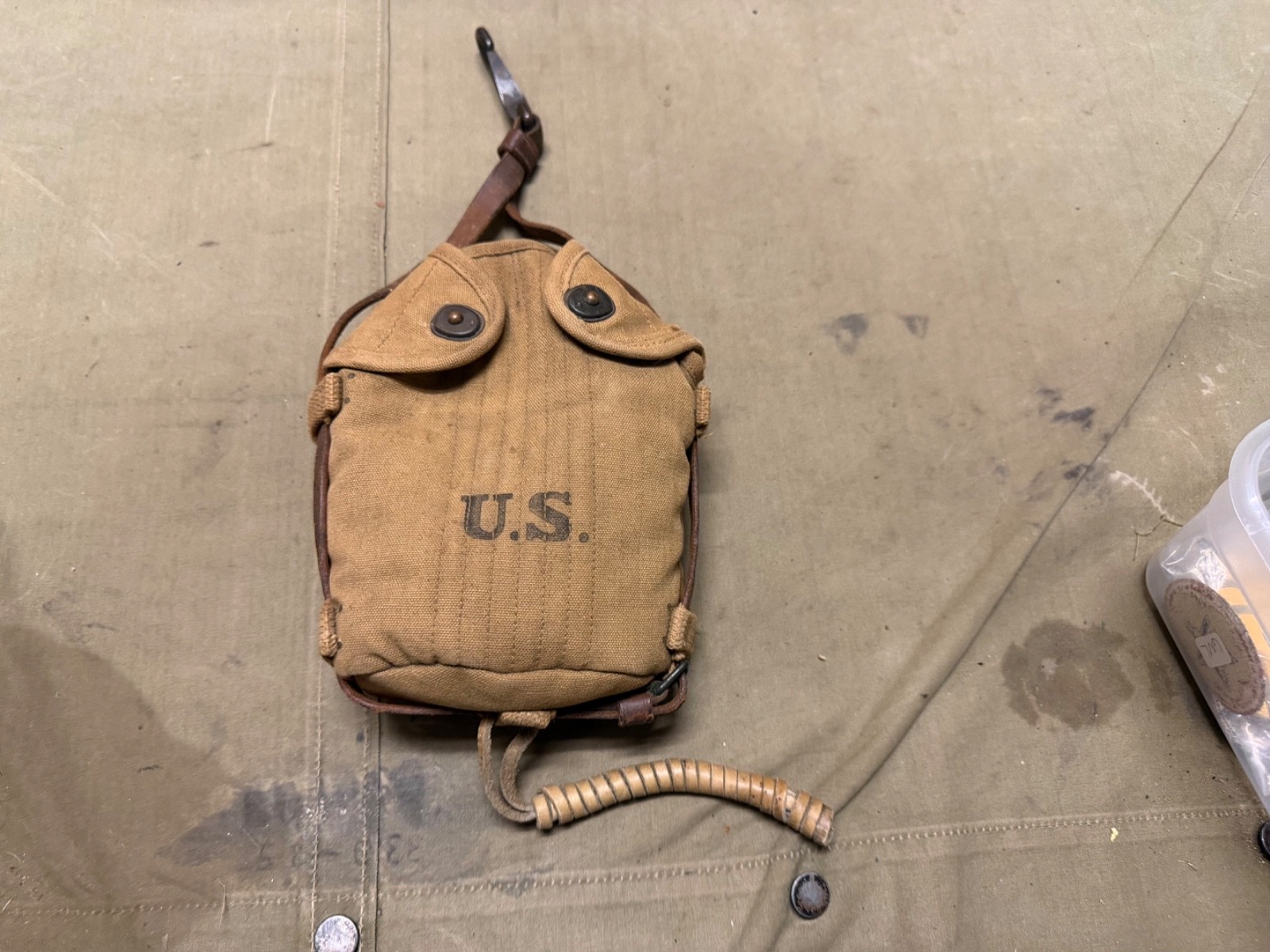 ORIGINAL PRE WWI WWII US ARMY CAVALRY M1910 MOUNTED CANTEEN COVER-1919, RIA