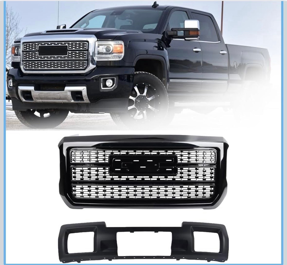 Front Bumper Grille GMC Sierra 2500HD 3500HD Denali 2015-2019 | 2 Piece Front Bumper Grille GMC Sierra 2500HD 3500HD Denali 2015-2019 | 2 Piece