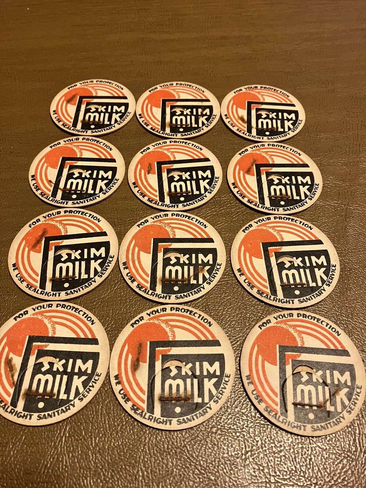 Lot of 12 Skim Milk Bottle Caps 