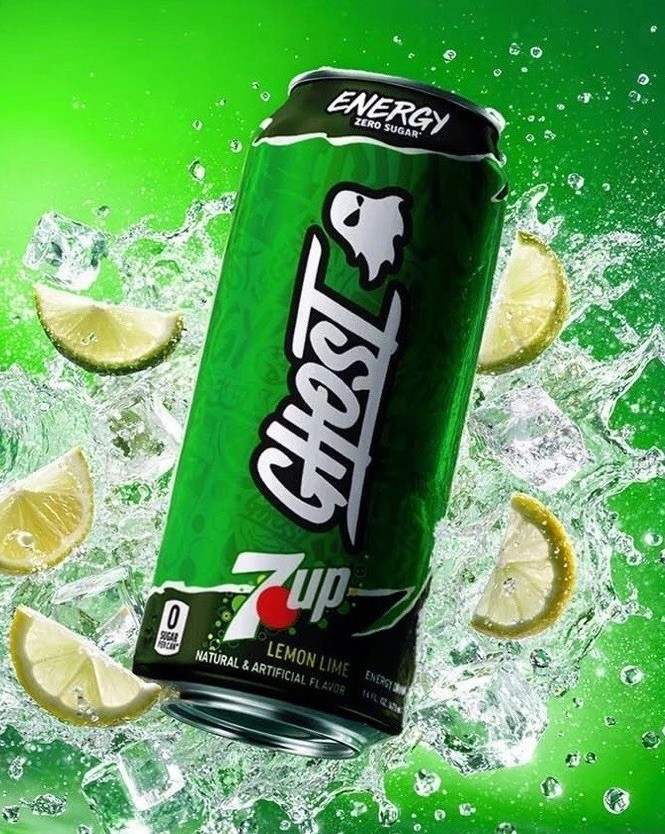 Ghost Energy Drink 7UP Lemon Lime Flavored Limited Edition Flavor Ghost Energy Drink 7UP Lemon Lime Flavored Limited Edition Flavor