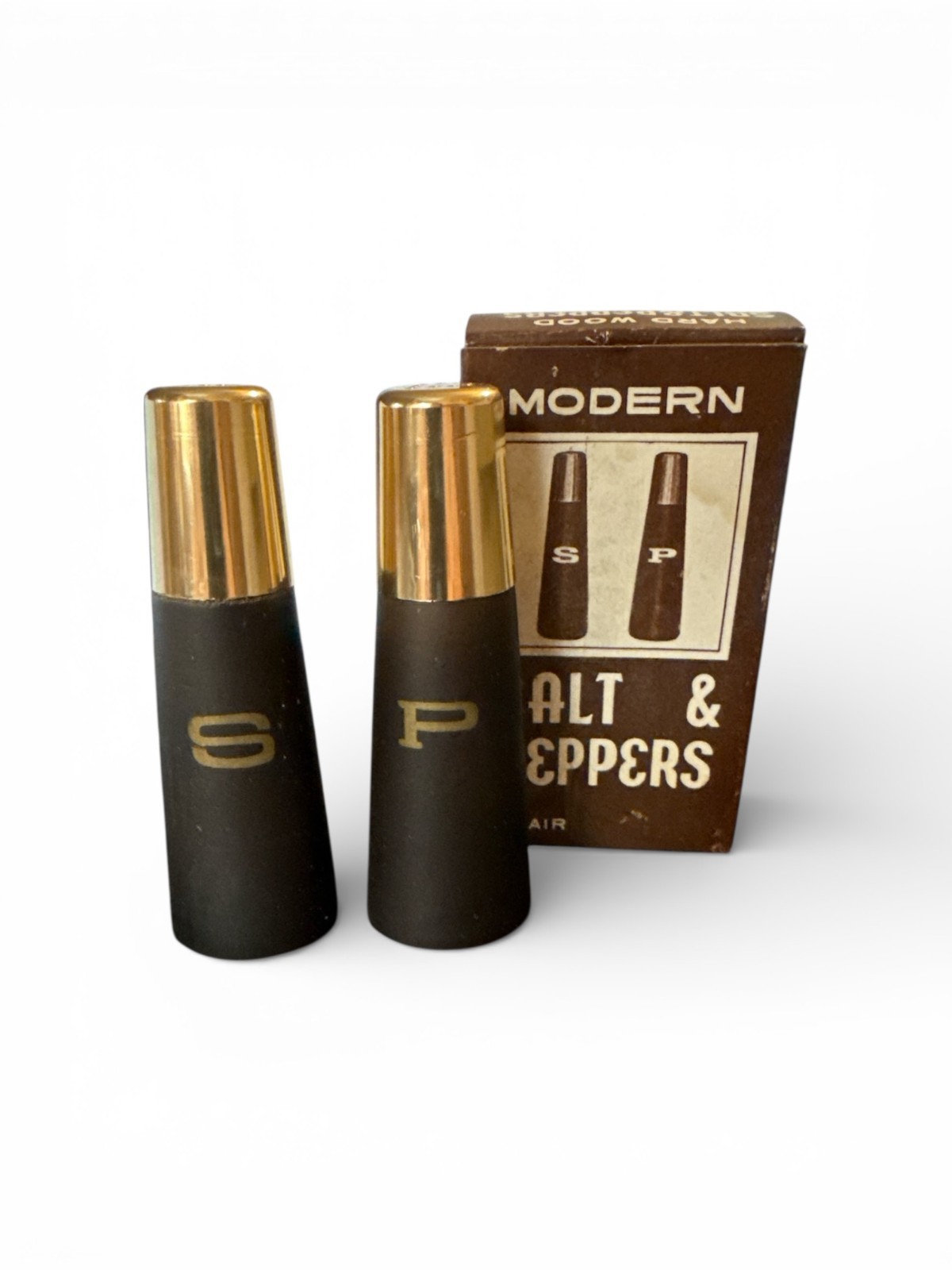 1960s Vintage Mid Century Modern Wooden Salt Pepper Shaker Set NOS 1960s Vintage Mid Century Modern Wooden Salt Pepper Shaker Set NOS