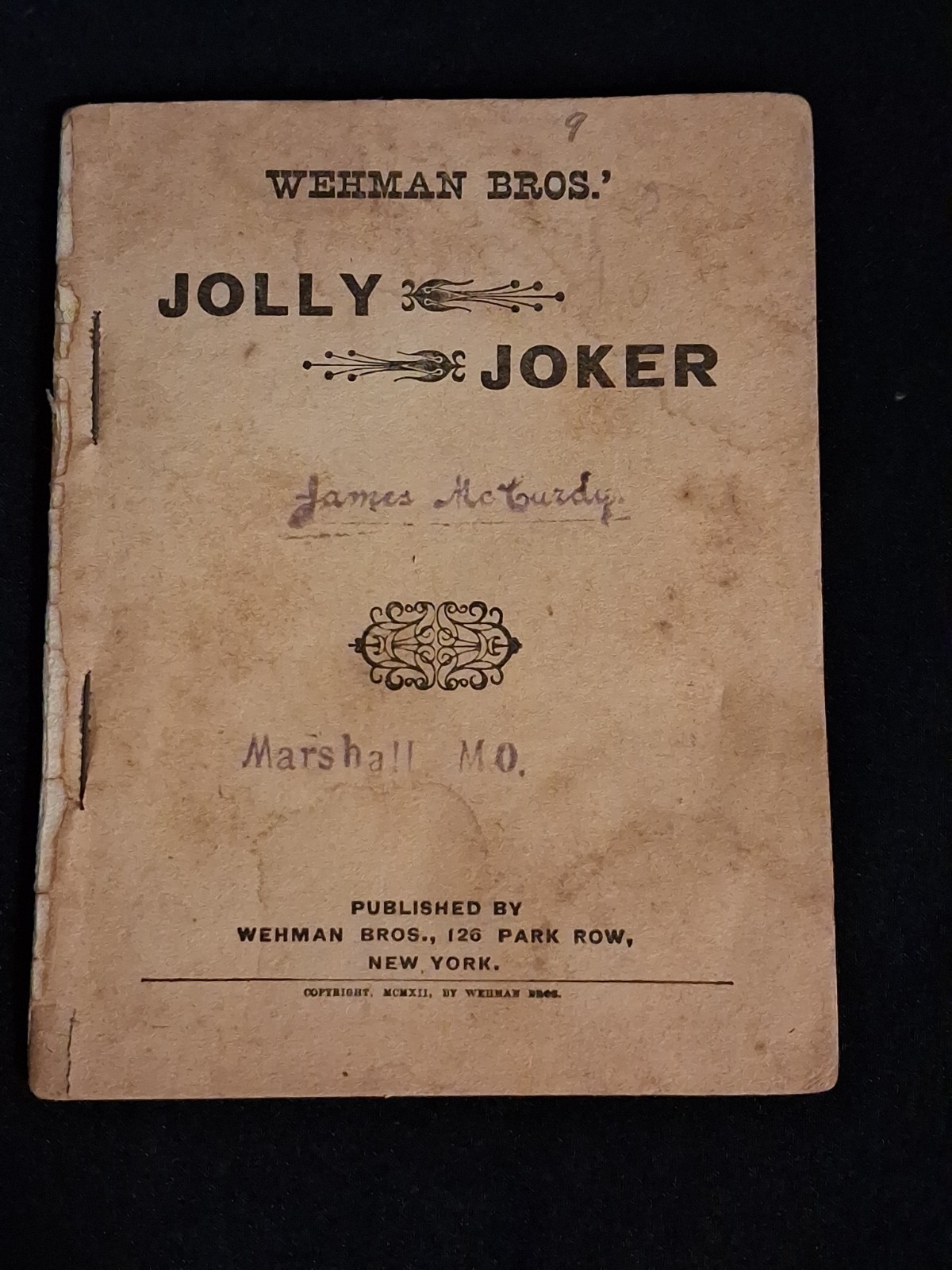 Antique Wehman Bros. Jolly Joker Book New york Jokes Puns Pocket Book Antique Wehman Bros. Jolly Joker Book New york Jokes Puns Pocket Book