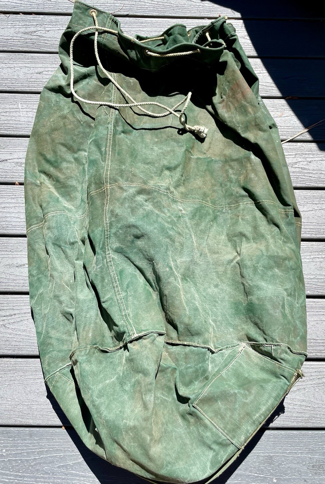 Vintage US Military Green Canvas Bag Gear Drawstring 48”X36” Huge U.S.A