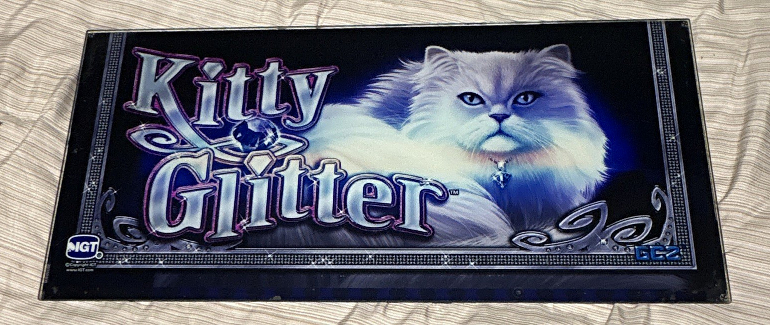 IGT Kitty Glitter slot machine glass casino- Top Glass/Belly Glass Insert Panel