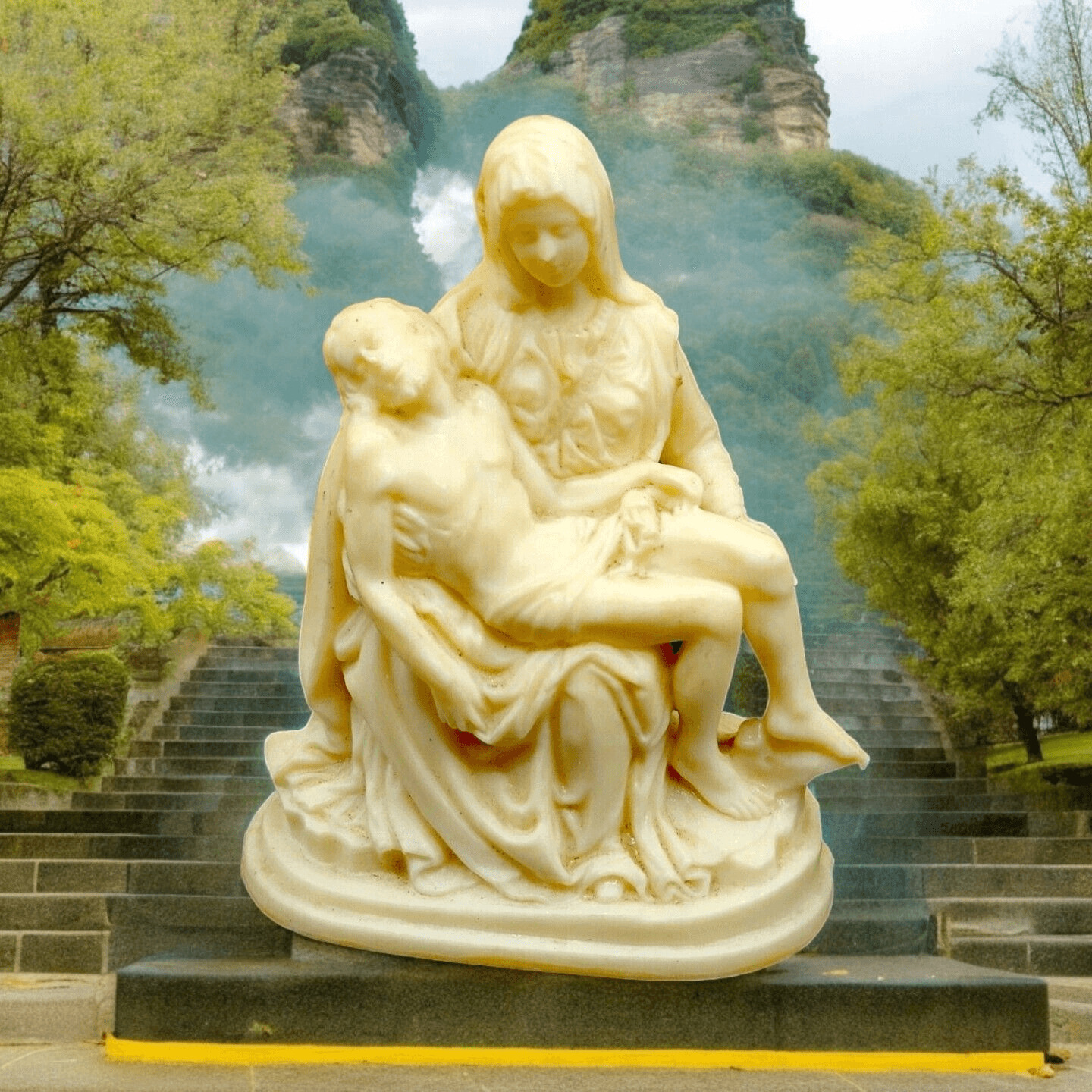 Madonna della Pieta Replica Of Michelangelo Sculpture Vintage Resin Hong Kong